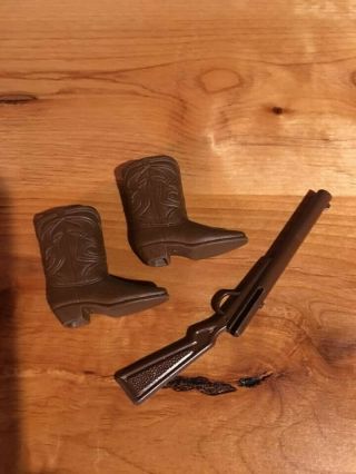 Vintage Ken Doll Brown Cowboy Boots And Gun 1960 
