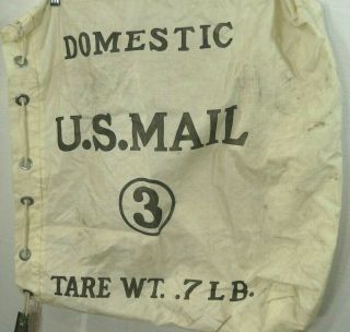 Vintage Nylon Canvas Us Mail Domestic Bag 3 Tare.  7 Lb 23 X 22 Locking Clasp