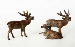 Vintage German Putz Lead Reindeer And Rare Joined Male And Female