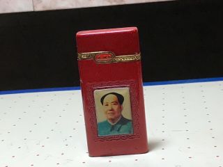 Vintage Red Gold Mao Tse Tung Butane Lighter Made In China - D - 73