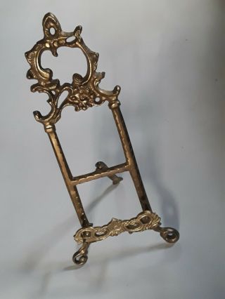 Vintage Ornate Brass Easel Picture Plate Stand Holder 12 "