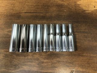 Vintage Craftsman Made In Usa 9 Piece 1/4 " Drive Deep 6 Point Socket Wrench Set