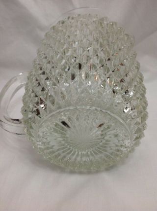 Vintage Indiana Glass Diamond Point Clear Crystal Water Pitcher Pressed 64oz 2