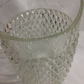 Vintage Indiana Glass Diamond Point Clear Crystal Water Pitcher Pressed 64oz 4