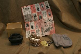 2 Vintage Ronson Cigarette Lighters Crown & Queen Ann W Pamplet & Cloth Bag