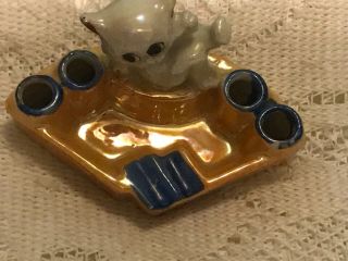 Vintage (Luster ware) Cat Ashtray And Cigarette Holder Made In Japan 2