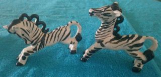 2 Vintage Ceramic Or Porcelain Zebra Figurine Made In Occupied Japan