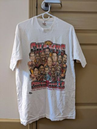 Vintage 1996 Chicago Bulls Nba Champions T Shirt Jordan Pippen Rodman Size L
