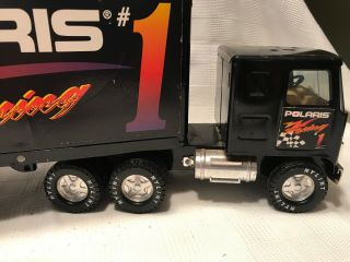Very Rare Vintage Pressed Steal Nylint Polaris Racing Semi Truck And Trailer 2