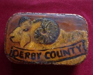 Vintage Derby County Fc Tobacco Tin Hand Finished Wooden Exterior