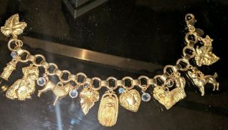 Kirks Folly Vintage Dog Charm Bracelet Gold Tone