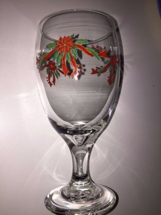 Vintage Set Of 8 Holiday Christmas Design Glass Drinking Glasses