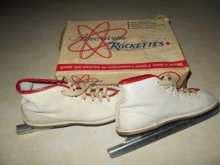 Vintage America Rocketts Ice Skates Size 1 380gdr W/box White Girls