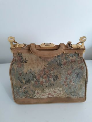 Vintage French Luggage Co.  Tapestry Carry On Floral Print Handbag