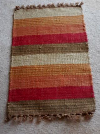 Vintage Small Wool Miniature Native American Navago Rug 20 X 13 Inch Old