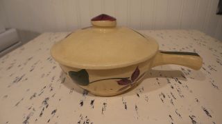 Vintage Watt Pottery Star Flower Handled Small Casserole Nappy Bowl Covered