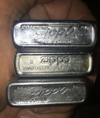 3 Vintage Zippo Lighters Parts & Repair
