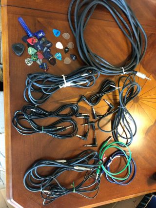 20’ Vtg Cable With 13 Extra Patch Cords Guitar Bass Picks Winder