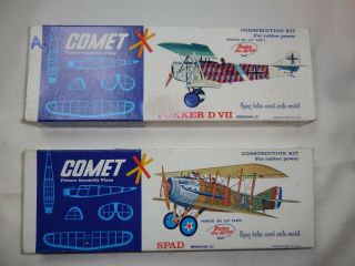 Vintage Comet Balsawood Model Airplane Kits Fokker D Vii & Spad