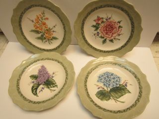 Princess House " Vintage Garden " Plates - Set Of 4 Nwot Assorted Floral Patterns