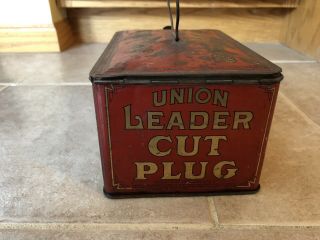 1920 ' s Vintage Metal Tin Union Leader Cut Plug Tobacco Smoking or Chewing. 6
