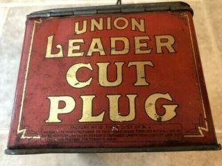1920 ' s Vintage Metal Tin Union Leader Cut Plug Tobacco Smoking or Chewing. 7