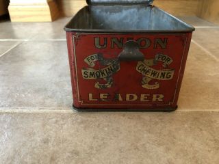 1920 ' s Vintage Metal Tin Union Leader Cut Plug Tobacco Smoking or Chewing. 8