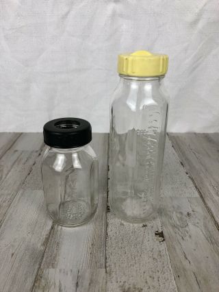 Two Vintage 8oz And 4oz Evenflo Clear Glass Baby Bottle Rare