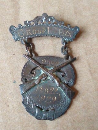 Vintage NRA? 1929 2nd Pistol Sharpshooter Medal Pin. 2