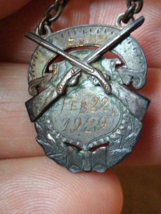 Vintage NRA? 1929 2nd Pistol Sharpshooter Medal Pin. 3