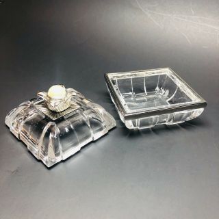 Vintage Lenox Crystal Trinket Ring Box Flowered Pearl Silver Tone Germany Signed
