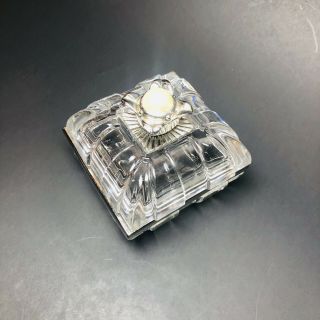 Vintage Lenox Crystal Trinket Ring Box Flowered Pearl Silver Tone Germany Signed 4