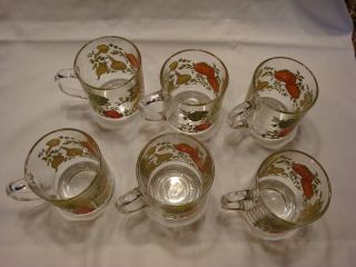 Set of 6 Spice of Life Vegetable Garden Arcoroc France Glass Mugs Coffee Cup VTG 4