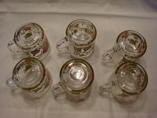 Set of 6 Spice of Life Vegetable Garden Arcoroc France Glass Mugs Coffee Cup VTG 5
