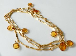 Vintage Gold Plated Topaz Swarovski Crystals Necklace