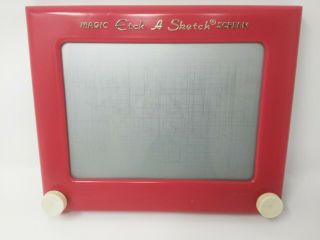 Vintage Toy Game Red Magic Etch A Sketch Screen Art