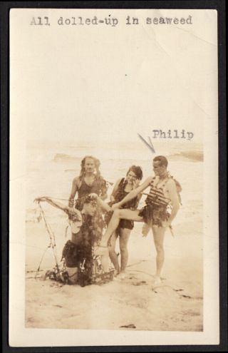 Freaky Sadistic Kinky Beach Torture Gay Men & Wild Women 1920s Vintage Photo