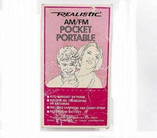 Vintage Am/FM Portable Pocket Radio Realistic Radio Shack Box Ear Phone 2