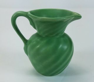 Vintage Ceramic Porcelain Swirl Pottery Creamer Mini Green Pitcher with Handle 3