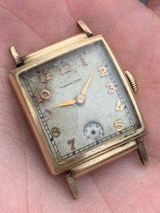 Vintage Hamilton Mens 14k Gold Filled Art Deco Watch
