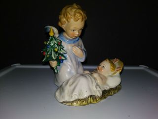 Rare Vintage Full Bee Hummel Goebel Figurine Kneeling Angel & Baby Jesus Hx 262