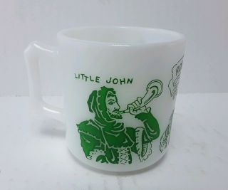 Vintage Hazel Atlas Platonite Milk Glass Robin Hood Child ' s Mug or Kiddie Cup 2