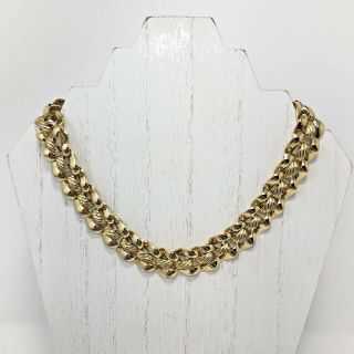 Vintage Gold Tone Choker Necklace Chunky Thick Link Chain Classic Piece