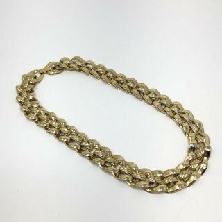 Vintage Gold Tone Choker Necklace Chunky Thick Link Chain Classic Piece 2