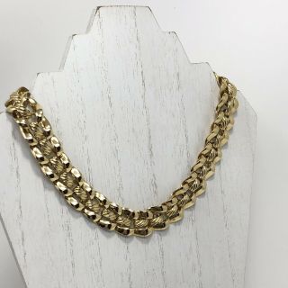 Vintage Gold Tone Choker Necklace Chunky Thick Link Chain Classic Piece 4