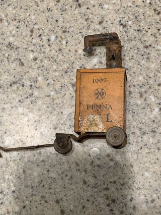 Vintage / Antique Marx Toys " 100 Penna Oil " Pennsylvania Tin Pump / Cart