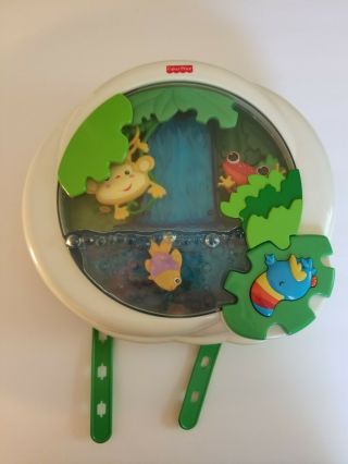 Vintage Fisher Price Rainforest Waterfall Peek A Boo Baby Crib Music Soother