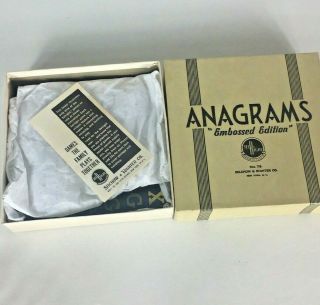 VINTAGE ANAGRAMS GAME Embossed Edition No 79 Selchow & Righter 90 Tiles 5