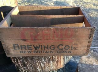 Vintage Cremo Brewing Company Britain Ct Beer Ale Advertising Wood Crate