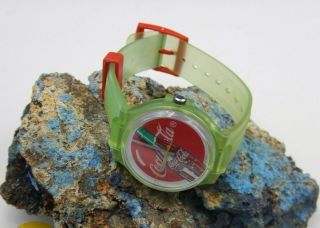 Vintage 1980s Swatch Coke Watch Mg100 “coca Cola Bottle " With Battery